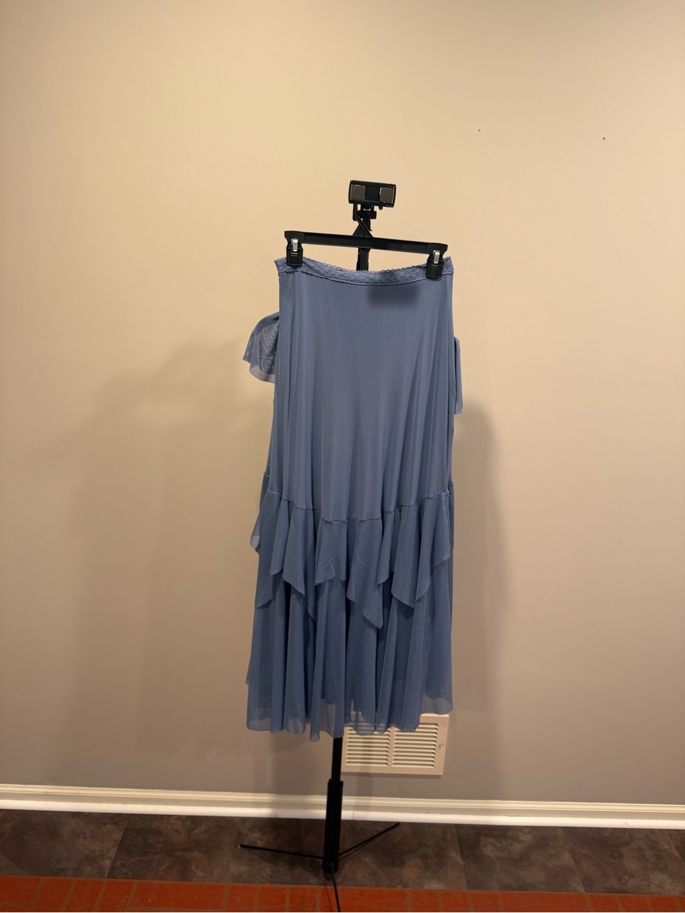 Altar'd State Dusty Blue Asymmetrical Embroidered Maxi Skirt and Top Set - Picture 6 of 6